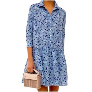 Tuckernuck Hayes Shirtdress Dress Blue Hydrangeas Flroal XL